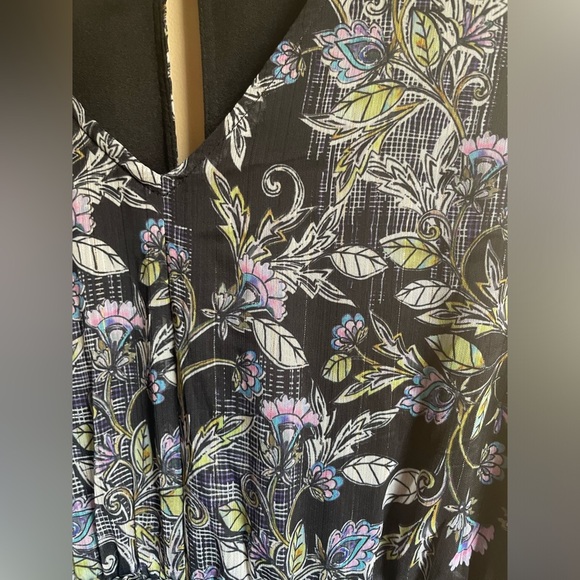 Torrid Mini Lurex Chiffon Tiered Dress sz 1X floral ruffle metallic grunge fairy - Picture 5 of 14